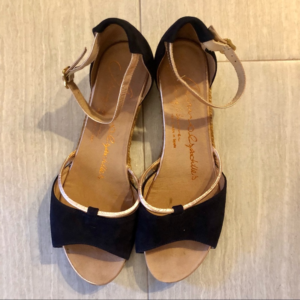 Gaimo Espadrilles Suede Navy Blue Gold Shoes Sandals 10 / 41 Made in Spain